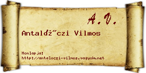 Antalóczi Vilmos névjegykártya